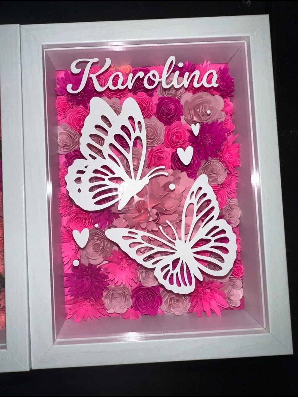Personalized Pink Butterfly Floral Wall Art - Karolina